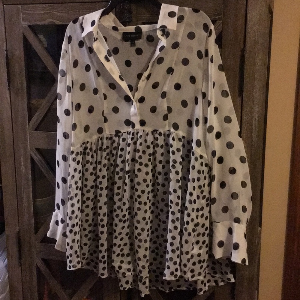 Sheer Lane Bryant polka dot shirt